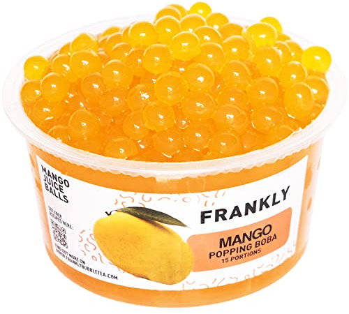 FRANKLY Popping Boba al Mango, barattolo da 450gr - Per Bubble Tea, Yogurt, Torte e Dolci