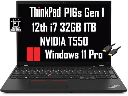 Lenovo ThinkPad P16s Mobile Workstation & Business Laptop (16 FHD+, Intel 12-Core i7-1260P, 32GB RAM, 1TB SSD, NVIDIA T550), Backlit Keyboard, Webcam, Wi-Fi 6E, IST Cable, Win 11 Pro, Black - 2024