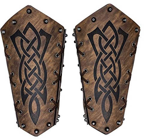 Garde de Bras de tir à l'arc, Brassard en Cuir rétro médiéval, Bracelet de Gant de Viking, Costume de Cosplay de LARP d'armure de Bras de la Renaissance Nordique (Marron)