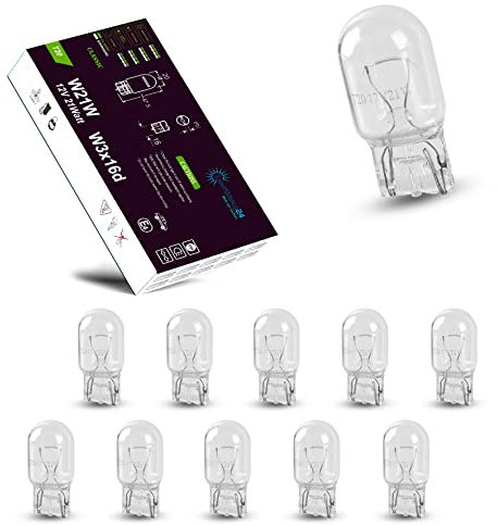 LIGHTWORLD24 10 x W21W T20 12V 21W | Halogen KFZ Autolampen | extrem langlebig | ‎7440 W3X16D für Bremslicht, Rückfahrlicht, Blinker