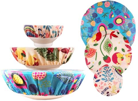 3 PCS Couvercle de Bol en Cire D'abeille Réutilisable Emballage Alimentaire en Cire D'abeille Tissu Elastique Couvercle de Stockage Alimentaire Elastique Couvercle de Bol à Pain en Coton