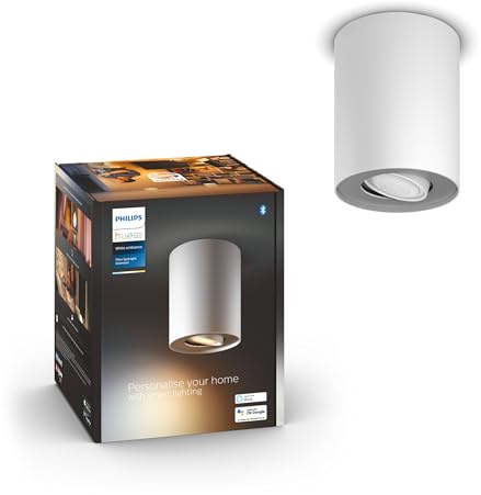 Philips Hue White Ambiance Pillar 1er Spot Erweiterung, inkl. GU10 LED-Lampe, steuerbar via App, kompatibel mit Amazon Alexa (Echo, Echo Dot), weiß, neue Generation