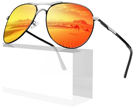 Sunier Gafas de Sol Hombre Polarizadas,Clásicas Retro Vintage Aviador Piloto Gafas de Sol Conducir,100% Protección UV