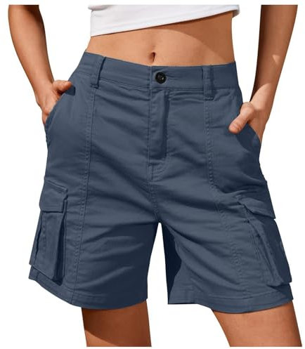 DeaAmyGline Cargo Shorts Damen Knielang, Chino Hose Damen Cargohose,Kurze Hosen Damen Sommer mit Muti- Taschen Bermuda Shorts Chinohose Cargoshorts Arbeitsshorts Freizeithose Wandershorts für Frauen