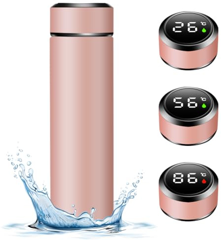 Termosflaska 500 ml vattenflaska med LED-temperaturdisplay och vakuum isoleringskopp, 304 rostfritt stål, läckagesäker BPA-fri, ideal för hem, kontor och resor