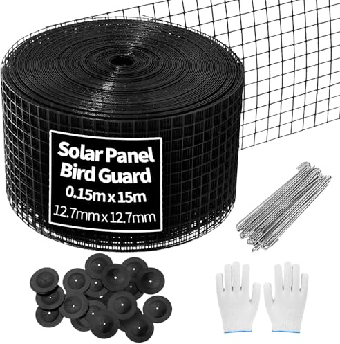 6in x 50ft Solar Panel Bird Mesh Kit – Heavy Duty Galvanised PVC Coated Wire Netting, Anti-Pigeon Barrier & Roof Protection, Easy to Install, Durable Bird Guard for Solar Panels