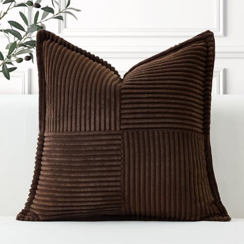 Artscope Juego de 1 Fundas de Almohada Fundas de Cojines Decorativas de Pana Hogar Vintag 40 x 40 cm para Decoración del Hogar Sofá Dormitorio Coche Marrón Oscuro