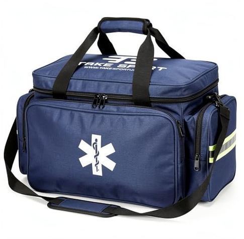 TS TAKE SPORT - Borsa Medica Sportiva Grande (Vuota) – Borsa Primo Soccorso Professionale 53cm con Scomparti Modulabili – Kit Emergenza Sanitaria (Blu)