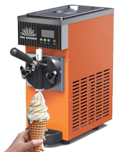 Máquina de helado Soft Serve - Máquina de encimera con panel LCD, preenfriamiento y limpieza automática para uso doméstico de alto rendimiento