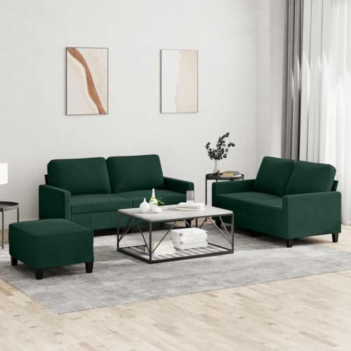 Sinkzol 3-TLG. Vardagsrum med kudde, mörkgrön, sammet, hörnsoffa, soffa med förvaringsutrymme och armstöd för vardagsrum, gästrum, relaxområde