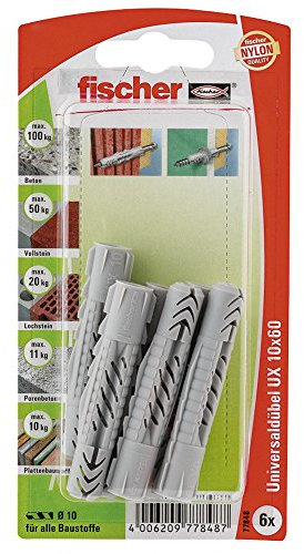Fischer Universaldübel UX K SBKarte, 6 Stück, 10 x 60 mm, 77848