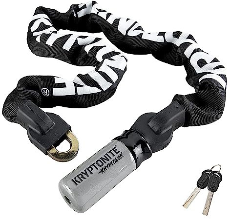 Kryptonite Kryptolok 9.5mm Bike Chain Lock, 1.8FT/3FT Long Heavy Duty Anti-Theft Sold Secure Gold Bicycle Chain Lock with Keys for Bike, Motorcycle, Scooter, Bicycle, Door, Gate, Fence