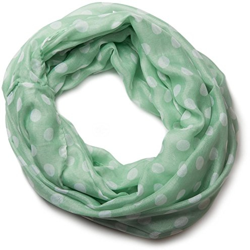 styleBREAKER Sciarpa Loop donna a pois,viscosa, 90x105 cm, Verde chiaro