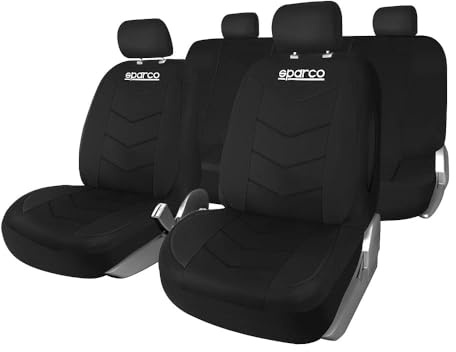 SPARCO SPS431BK - Set coprisedili, 9 pezzi, colore: Nero