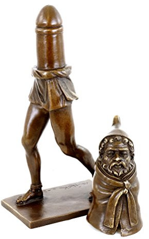 Kunst & Ambiente - Dio della fertilità Priapus - Figura erotica in bronzo in due pezzi - Scultura in bronzo antico - Statua del sesso - Fallo - Pene