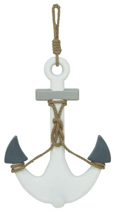 Deco 79 Wooden Anchor Home Wall Decor Wall Sculpture with Hanging Rope, Wall Art 12 x 1 x 23, White
