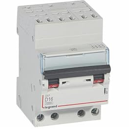 408133 Disjoncteur tétrapolaire 16A - 4P Courbe D - 6/10kA - Automatique et vis - Legrand DX3