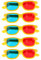 5 Paar Kinder 3D Brille Rot/Blau Anaglyph Brille Kunststoff Glasses Gelb