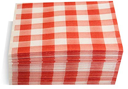 MORIGAMI SER41017705 Servilleta 40x40, Airlaid, pliegue 1/4, 50 servilletas, Vichy Rojo