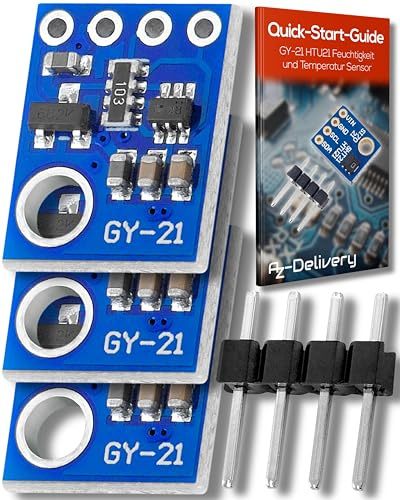 AZDelivery 3 x GY-21 HTU21 Feuchtigkeit und Temperatur Sensor kompatibel mit Arduino und Raspberry Pi inklusive E-Book!