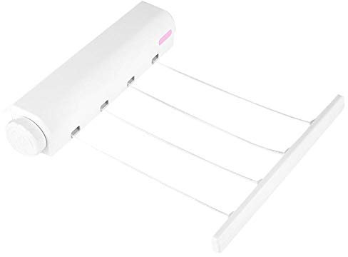 Fictory Wandtrockner Ausziehbar, 3.2m 4 Linien einziehbare Wäscheständer Indoor Wall Mounted Wäscherei Wäscheleine Wäscheständer für Balkon und Garten
