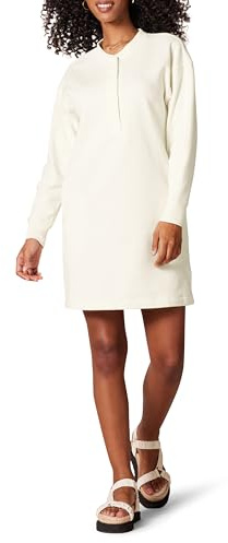 Amazon Essentials Women's Knit Henley Sweatshirt Dress (Available in Plus Size), Eggshell White, M