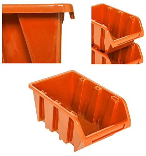 botle Lot de 20 boîtes empilables pour Atelier, Garage, boîte de Rangement à Vue, empilable, 100 x 150 x 70 mm, Orange, empilables, en Plastique, empilables