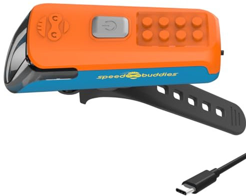 SPEED BUDDIES Fahrradlicht Kinderfahrrad Klemmbausteinfunktion StVZO Fahrradlampe Kinder Fahrradbeleuchtung vorne LED für Jungen und Mädchen USB-C Akku aufladbar
