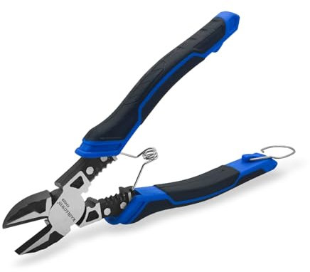 KAIHAOWIN 3-in-1 Seitenschneider mit Abisolierzange und Drahtcrimper Drahtschneider mit Federbelasteten und Sicherheitsschloss Elektronik Seitenschneider für Elektriker und Haushalte