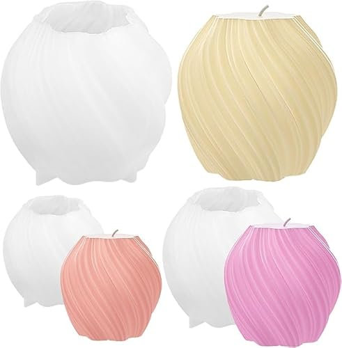 Fahibin 3 Stück Kerzenform Silikon 3D DIY Silikonform Kerzengießformen Spiralförmige Silikonform