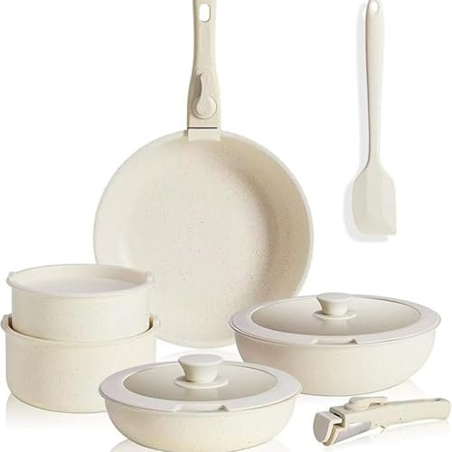 Köksredskapsset Nonstick Med Avtagbart Handtag Grytor Och Kastruller Set Med Lock Induktionskokkärl Nonstick Matlagningsset Ugnssäker Fläck- Och Reptålig,12 pieces
