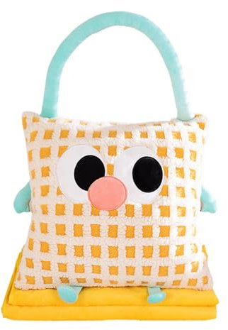 EUBEISAQI Manta y almohada de viaje, edredón de viaje 2 en 1 con ojos grandes de dibujos animados | Convierte el cojín de almohada en manta, cojín grueso para coche, almohada portátil multifuncional