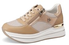 QUEEN HELENA Scarpe da Ginnastica Platform Sneakers con Zeppa Casual Donna X32-17 (X32-18 Camel, Sistema Taglie Calzature EU, Adulto, Donna, Numero, Media, 40)
