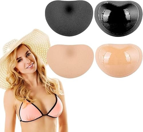 2 Paires Coussinets Push Up Adhésifs, Inserts de Soutien-Gorge Push-up Adhésifs pour Sports de Bikini, GorgeRembourrage de Soutien-Gorges en Silicone Souple, pour Bikini, Forme tri-Angle