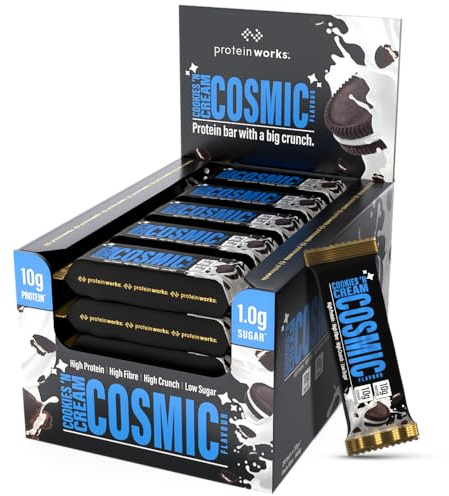 The Big Little Bar | 20 Pack, Cookies 'n' Cream Cosmic Flavour, High Protein Bar, Low Sugar, High Fibre, GMO Free, Delicious Protein Snack | Protein Works