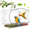 Vogelhaus Fensterscheibe, Transparent Fenster Futterhaus für Vögel mit SaugnäPfen Großes Acryl Vogelfutterspender mit 2 Zellen Vogelfutterhaus für Kleine Wildvögel (24.5x10x14cm)