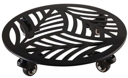 Milageto Supporto per Piante con Ruote, Base a Rulli per Vaso, Vassoio per Piante Rotonde, Esterno Interno, in Ferro Battuto per Vaso di Fiori per Vaso di Fior