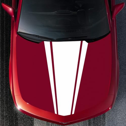 Randiga bilhuvdekaler auto racing ränder klistermärke vinylgrafik dekorativ dekal för bilar/lastbilar/SUV:er (vit)