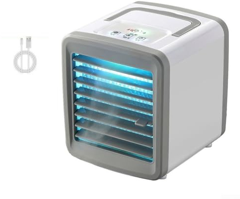 Climatiseur portable, ventilateur de bureau personnel 3 en 1, vitesse du vent réglable, mini refroidisseur d'air de voiture rechargeable par USB, Petit Humidificateur Air, pour la maison, le bureau