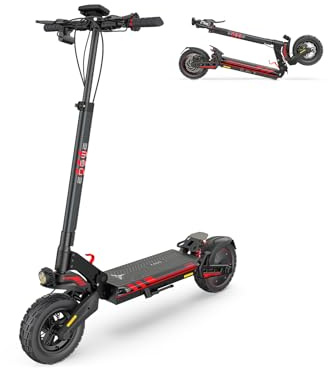 ENGWE E-Scooter Trottinette Électrique Pliable avec Batterie De 648Wh/864Wh, Autonomie Jusqu'À 50 Km/70km, Écran LCD, Y400/Y600 E-Scooter (Y400, Noir + Rouge)