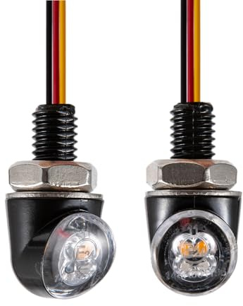evomosa Mini LED motorcycle Turn Signal light amber side marker indicator 12V for custom street motorcycle chopper cruiser 8mm screw (Black-amber & Red)