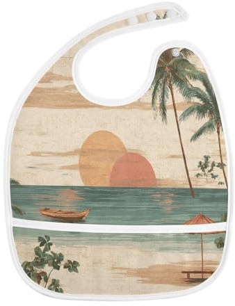 foixnub Baby Bibs for Boys Girls Beach Umbrella Palm Trees Newborn Drooling Bibs for Feeding Teething Soft Adjustable 5pack