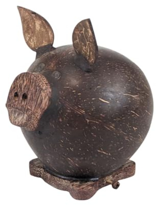 Tirelire Cochon en Noix de Coco