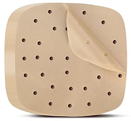 Air Fryer Parchment Paper Liners: 200PCS 8.5 inch Square Perforated parchment paper for Air Fryer, Premium Bamboo Steamer Liner for Air Fryers Baking Cooking Oven