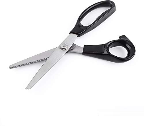 Schere, Stoffschere, Zackenscheren, 23 cm Lang 3mm Winkel Zick Zack Schere, Arc Zahn Spitzenschere mit Ergonomischer Griff für Stoff Schneiderschere für Hobbyschneider, Basteln und Bastelarbeiten