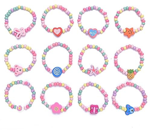 KQNM Braccialetti dell'Amicizia per Bambini e Ragazze, Regali di Compleanno per Feste, 12 Pezzi