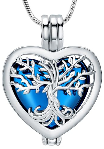 VCCWYQK Collar con colgante en forma de corazón, urna para cenizas, joyería de cremación, flor conmemorativa, minirecuerdo para cenizas, colgante hueco (D)