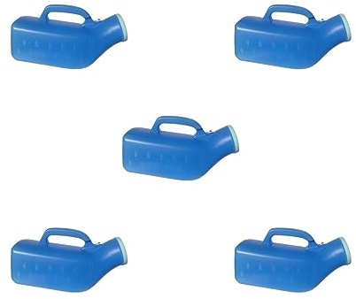 Set di 5 bottiglie per urina anziani, a tenuta stagna, con coperchio, per pazienti costretti a letto, padella PIS blu, 1200 ml