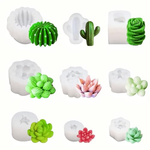 Lajiakoy® Stampi per Candele, 3D Stampi per Candele in Silicone, 9 PCS Set Candele Fai Da Te, Stampo Silicone per Artigianato, Candela Profumata, Sapone, Cioccolato Eccetera. (9 Pezzi)