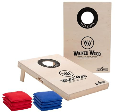 Offizielles Cornhole Set 90 x 60 cm - Red Zone - 2 Boards - 4 Bags - Tragetasche Inklusive - MDF - Premium Qualität (Black Red Zone)